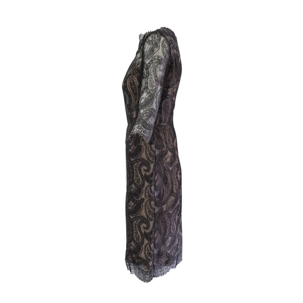 Erdem Paisley Lace Midi Shift Dress in Black Polyester - Picture 2 of 7